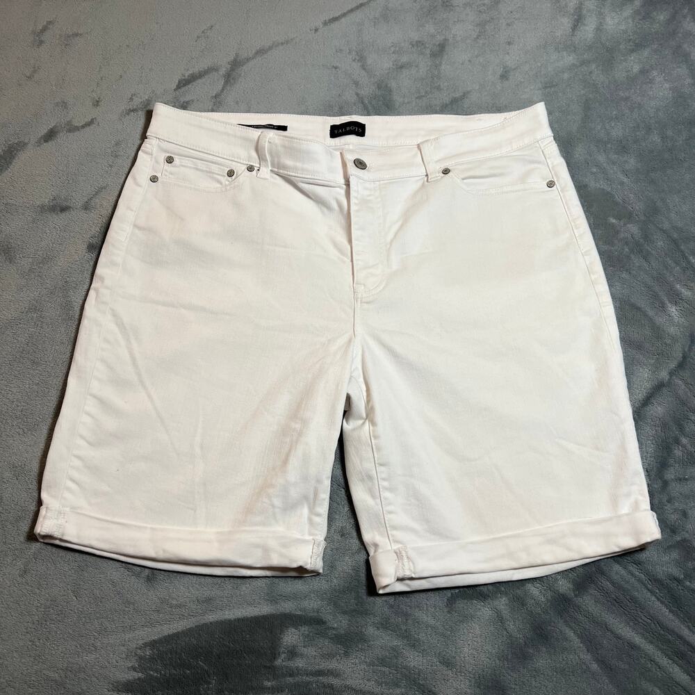 Talbots Girlfriend Denim Shorts 9" Size 14 Stretch Coastal Nautical Beach Summer